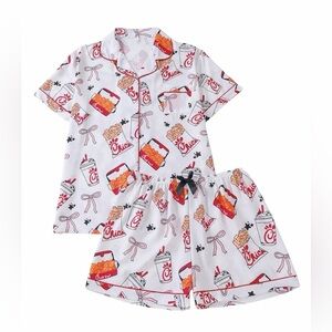 Chick-Fil-A Pajama Set M Funny Food Print Sleepwear Kitschy Campy Adult PJs